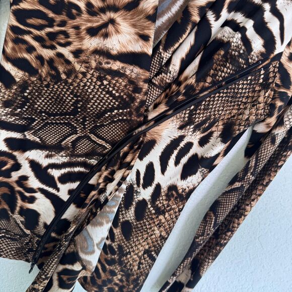Joseph Ribkoff Top Womens 6 Leopard Snake Zipper Asymmetric Blouse Art to Wear - Picture 7 of 11